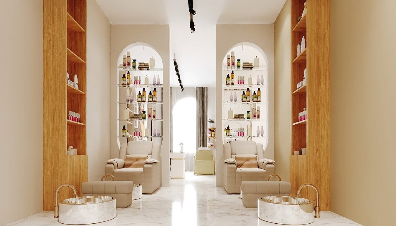 Pedicure and spa treatment area at VR Unisex Salon